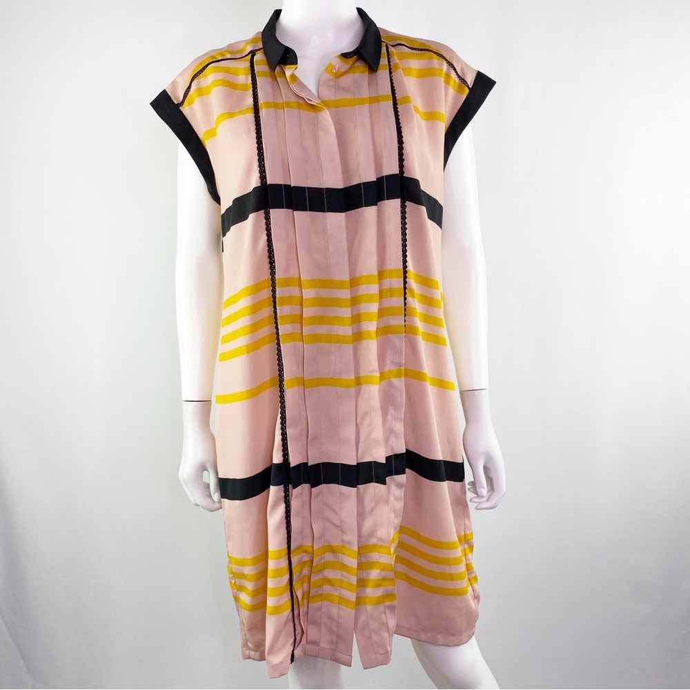Jason Wu for Target Size L Pink Striped Pleated Cap Sleeve Pleated Shift Dress - Picture 1 of 7